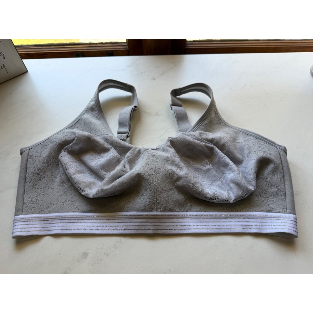 Cacique Gray Lace Unlined Full Coverage No-Wire Bra 40DDD Cotton Blend